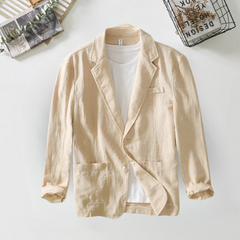 Sawyer - Unstructured Linen Blazer — Khaki