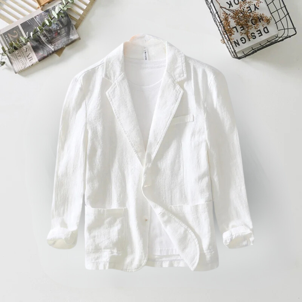 Sawyer - Unstructured Linen Blazer — White