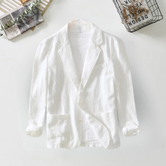 Sawyer - Unstructured Linen Blazer — White