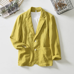 Sawyer - Unstructured Linen Blazer — Yellow