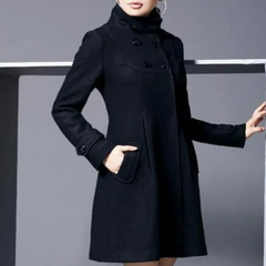 Rochelle - Hooded Flared Coat with Toggles — Black