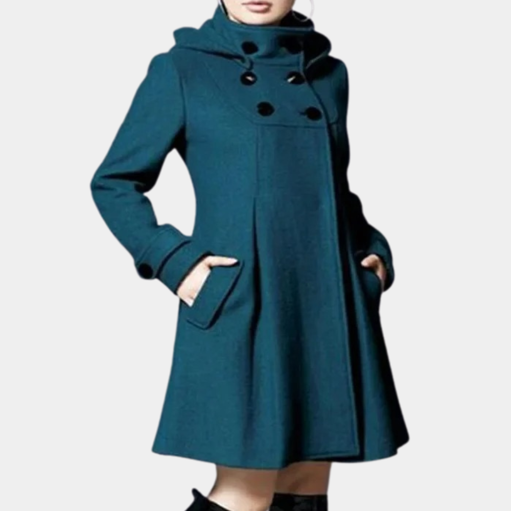 Rochelle - Hooded Flared Coat with Toggles