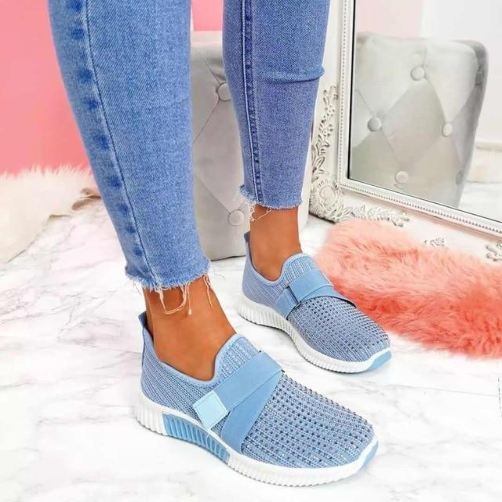 Giselle - Knit Slip on Flats — Blue