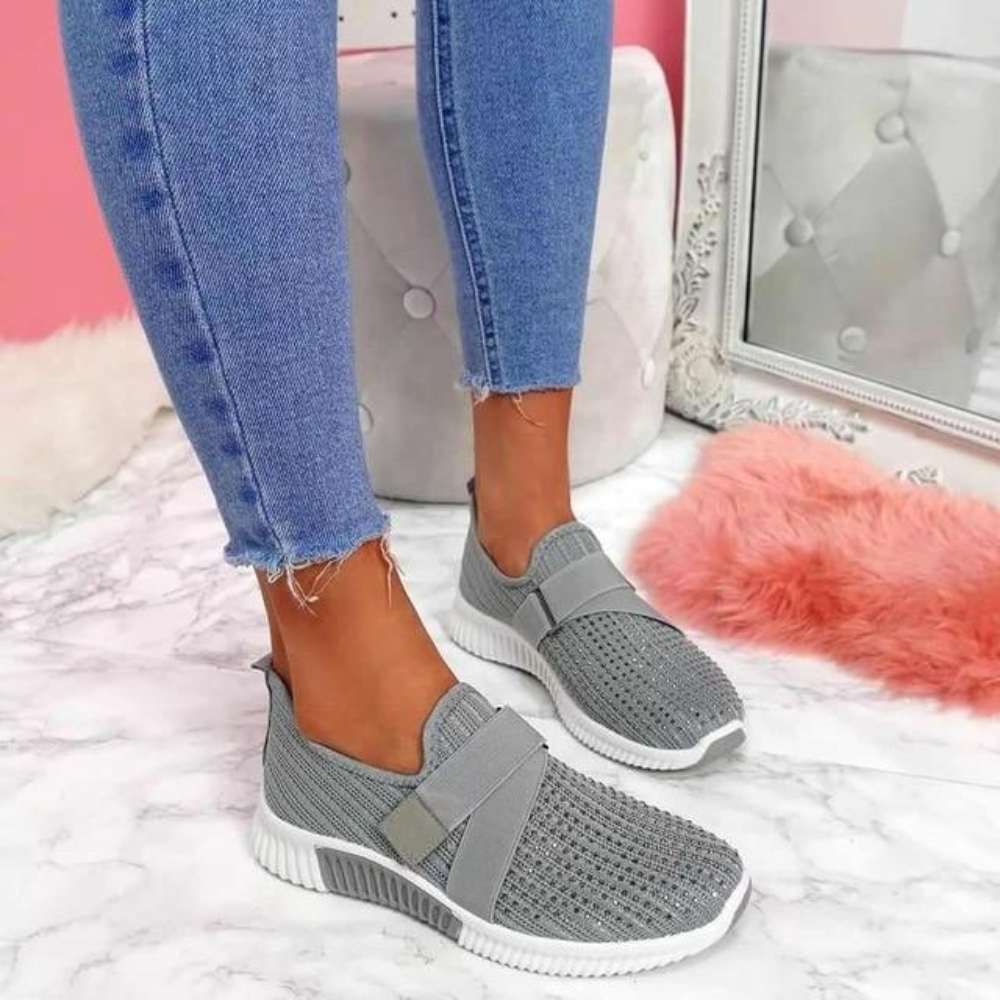Giselle - Knit Slip on Flats — Grey