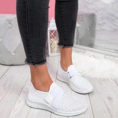Giselle - Knit Slip on Flats — White