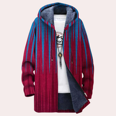 Arlo - Cat Print Hooded Coat — Red