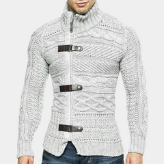 Geoffrey - Cable Knit Toggle Cardigan — Grey