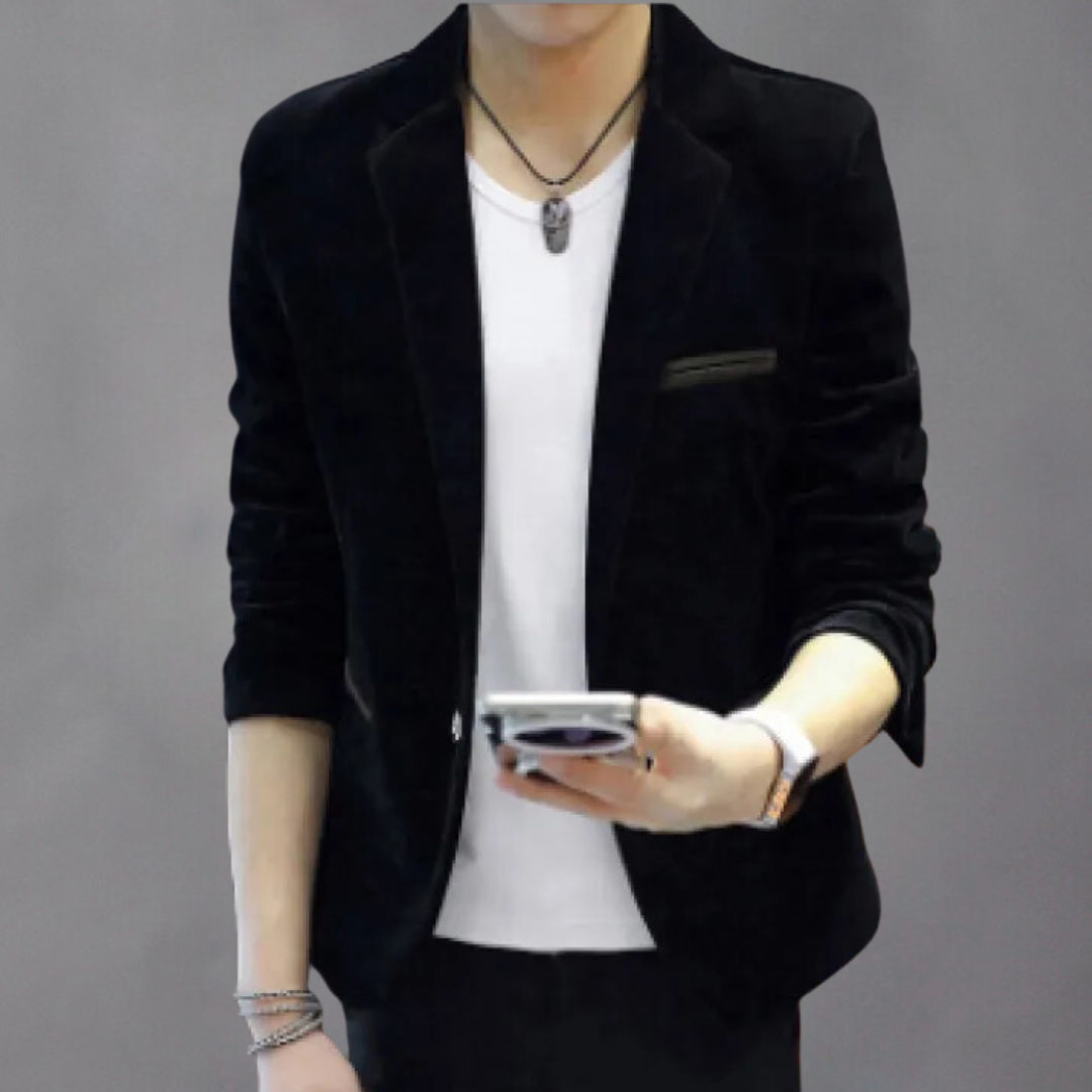 Gregory - Velvet Slim Fit Blazer — Black