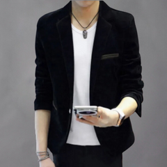 Gregory - Velvet Slim Fit Blazer — Black