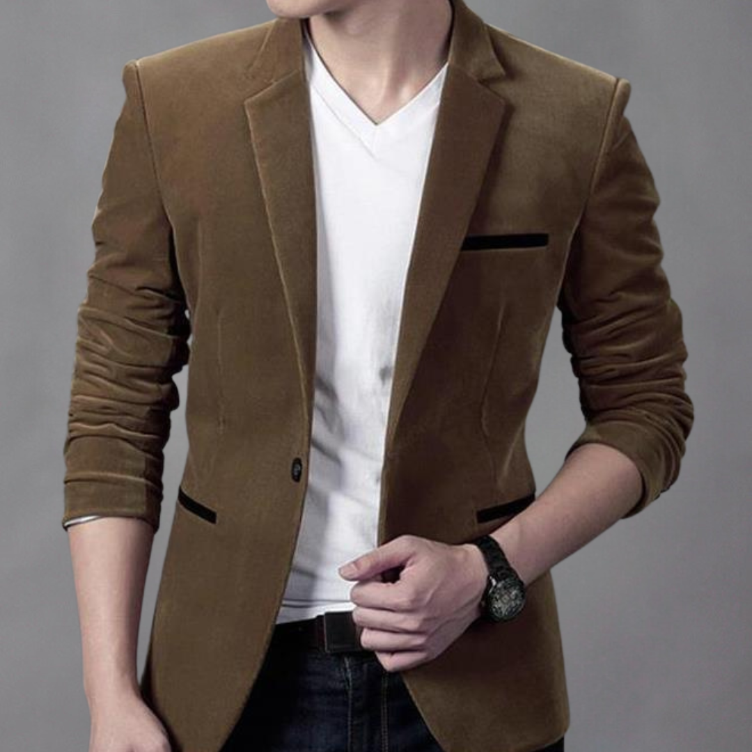 Gregory - Velvet Slim Fit Blazer — Dark khaki