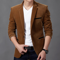 Gregory - Velvet Slim Fit Blazer — Khaki