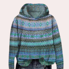 Tamara - Fair Isle Print Hoodie — Blue