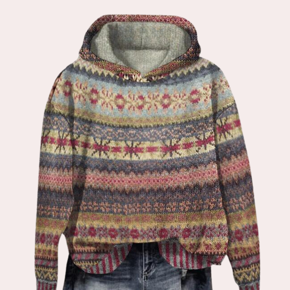 Tamara - Fair Isle Print Hoodie — Brown