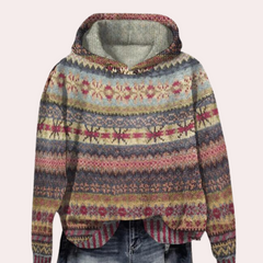 Tamara - Fair Isle Print Hoodie — Brown