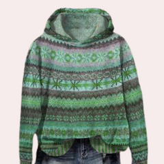 Tamara - Fair Isle Print Hoodie — Green