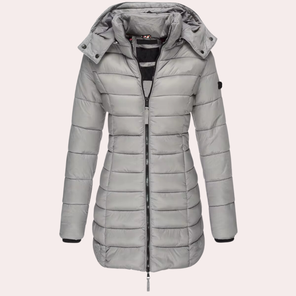 Gloria - Hooded Quilted Coat — Black