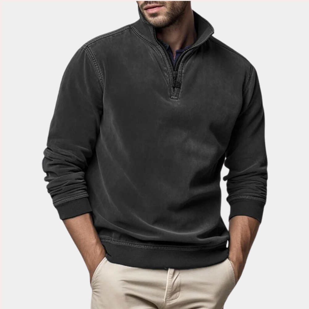 Theodore - Quarter Zip Collar Sweatshirt — Black