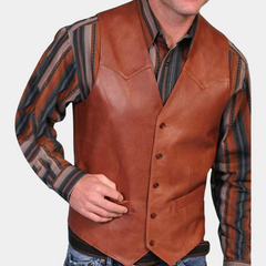 Warren - Leather Waistcoat — Brown