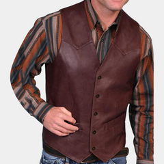 Warren - Leather Waistcoat — Red