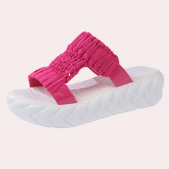 Raquel - Ruched Slide Sandals — Pink red