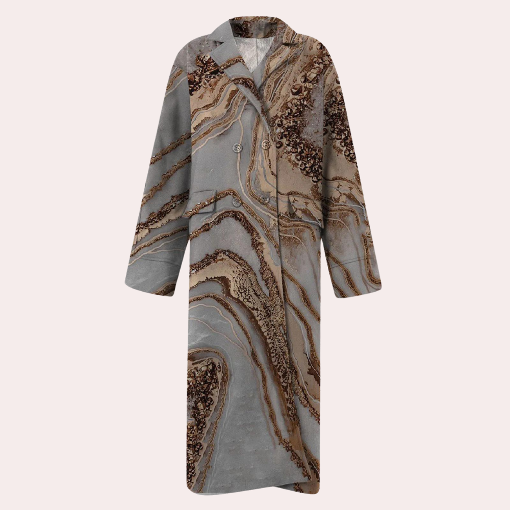 Delilah - Marbled Print Long Coat