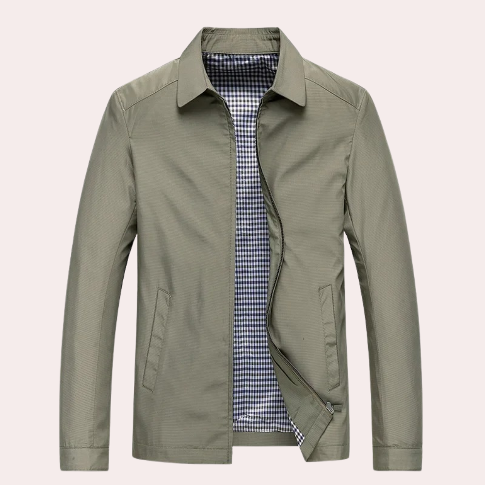 Nathan - Jacket with Check Lining — Khaki