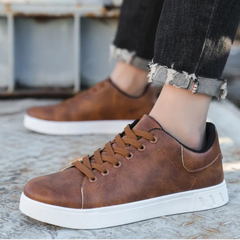 Roderick - Leather Cupsole Trainers — Dark brown
