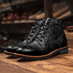 Dashiell - Burnished Leather Boots — Black