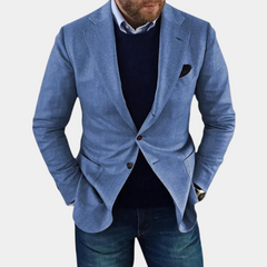Scott - Linen Button Blazer — Blue