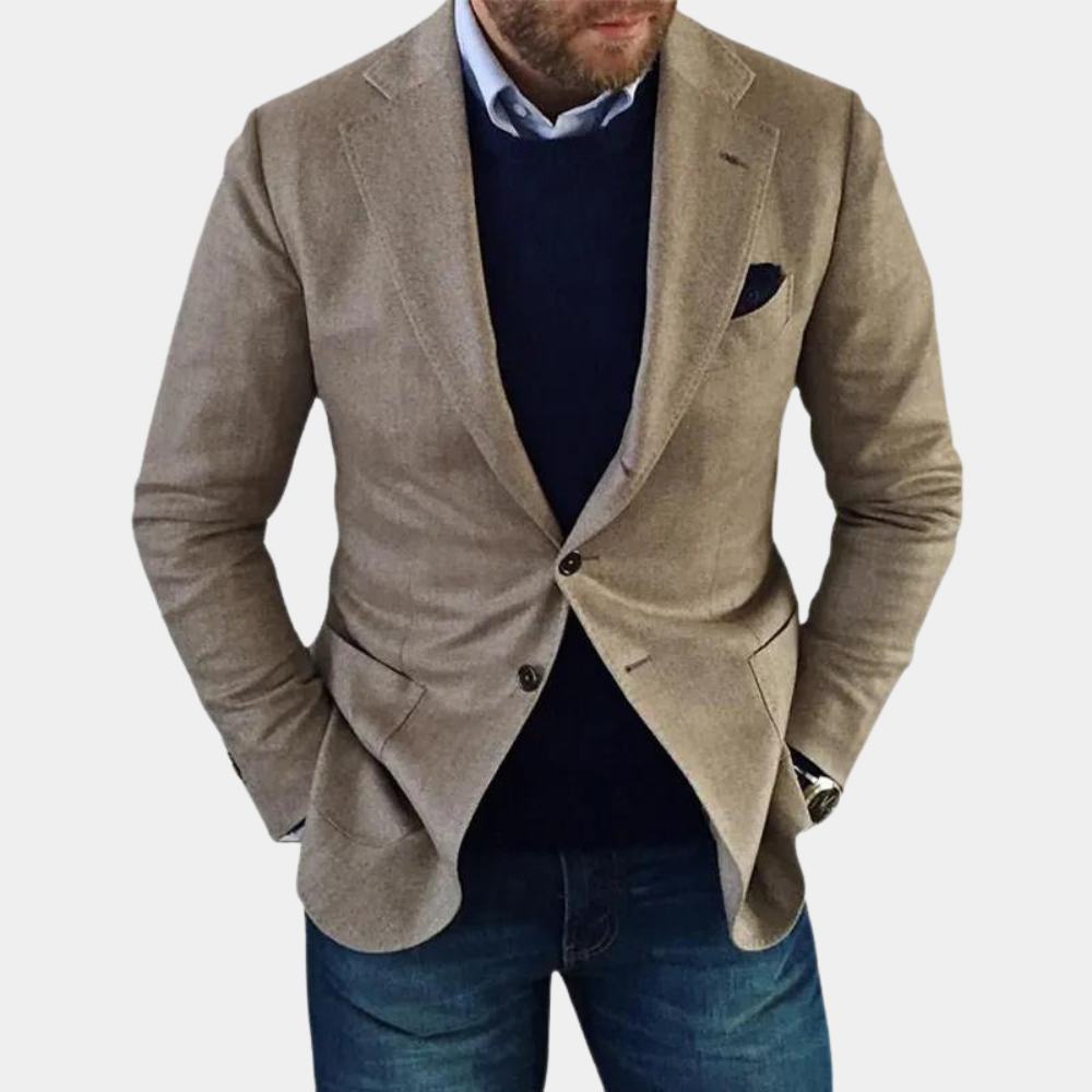 Scott - Linen Button Blazer — Brown