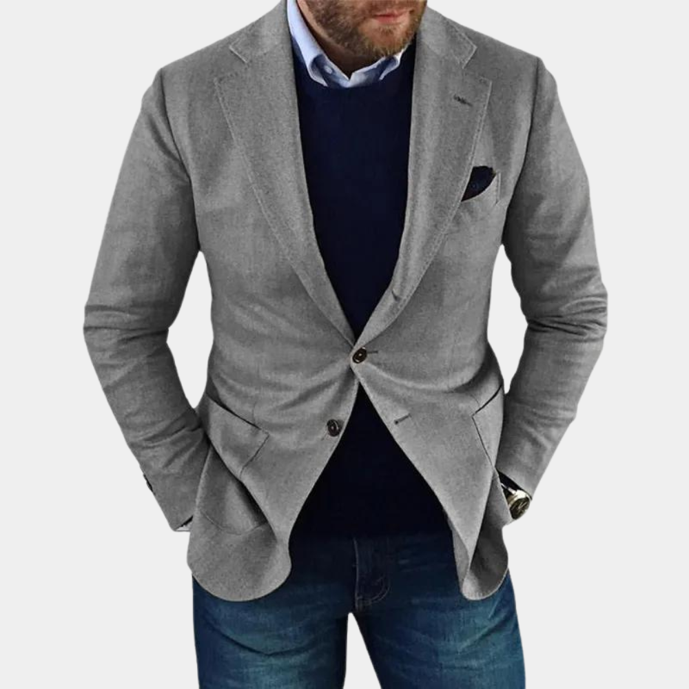 Scott - Linen Button Blazer — Grey