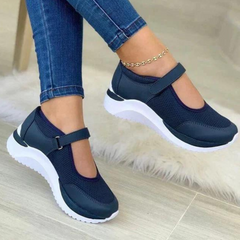 Aisling - Mary Jane Knit Sneakers — Dark blue