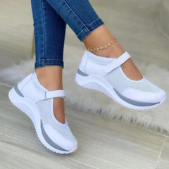 Aisling - Mary Jane Knit Sneakers — White
