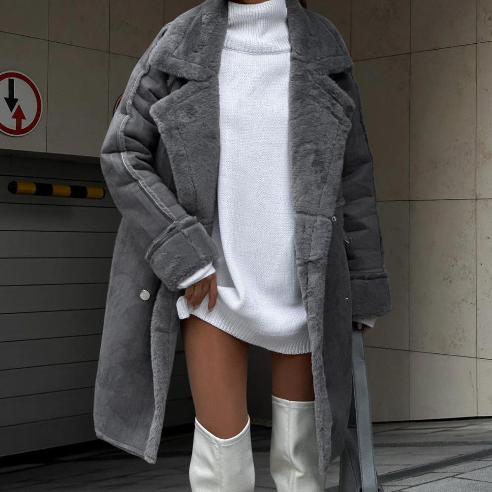 Bianca - Plush Teddy Coat — Grey
