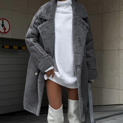 Bianca - Plush Teddy Coat — Grey