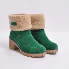 Dominique - Suede Boots with Fleece Cuff — Green