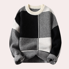 Timothy - Colour Block Panel Jumper — Black