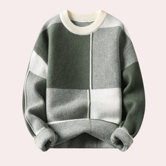 Timothy - Colour Block Panel Jumper — Green