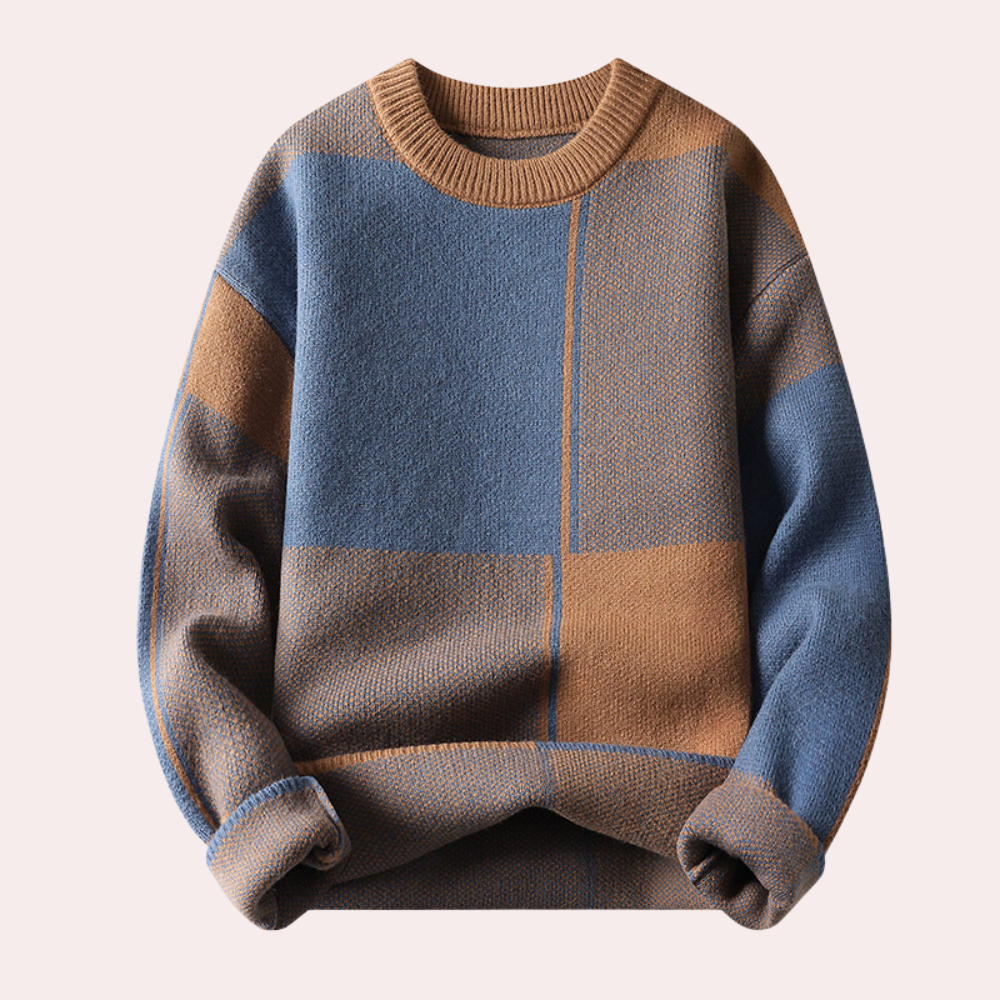 Timothy - Colour Block Panel Jumper — Khaki