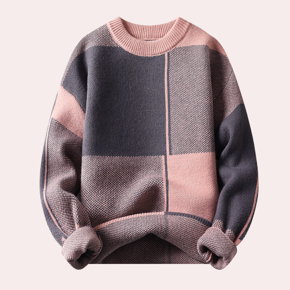 Timothy - Colour Block Panel Jumper — Pink