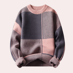 Timothy - Colour Block Panel Jumper — Pink