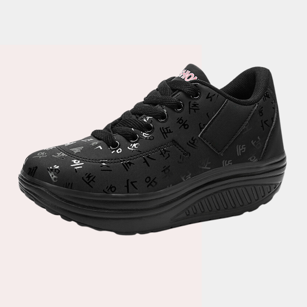Valerie - Platform Lace up Sneakers — Black