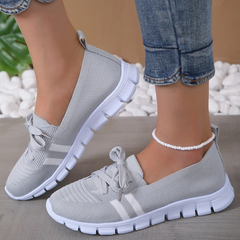 Zinnia - Knit Lace up Trainers — Grey