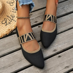 Regina - Knit Mary Jane Flats — Black