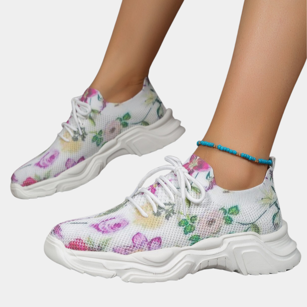 Charlotte - Floral Print Chunky Sneakers — Purple