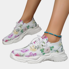 Charlotte - Floral Print Chunky Sneakers — Purple