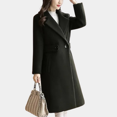 Courtney - Wool Coat with Wide Lapels — Black