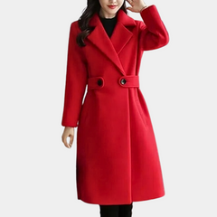 Courtney - Wool Coat with Wide Lapels — Red