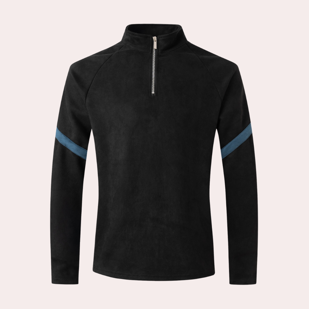 Rafferty - Half Zip Jumper with Stripe — Black