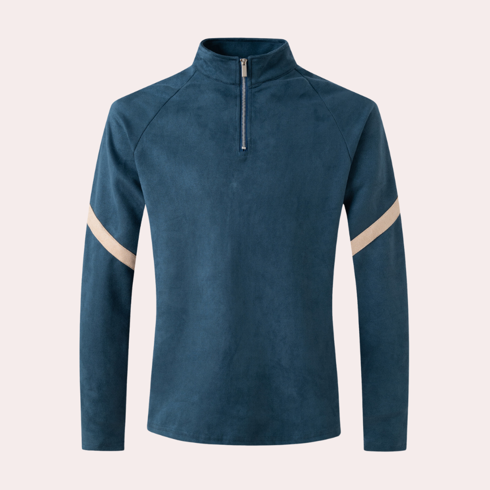 Rafferty - Half Zip Jumper with Stripe — Blue